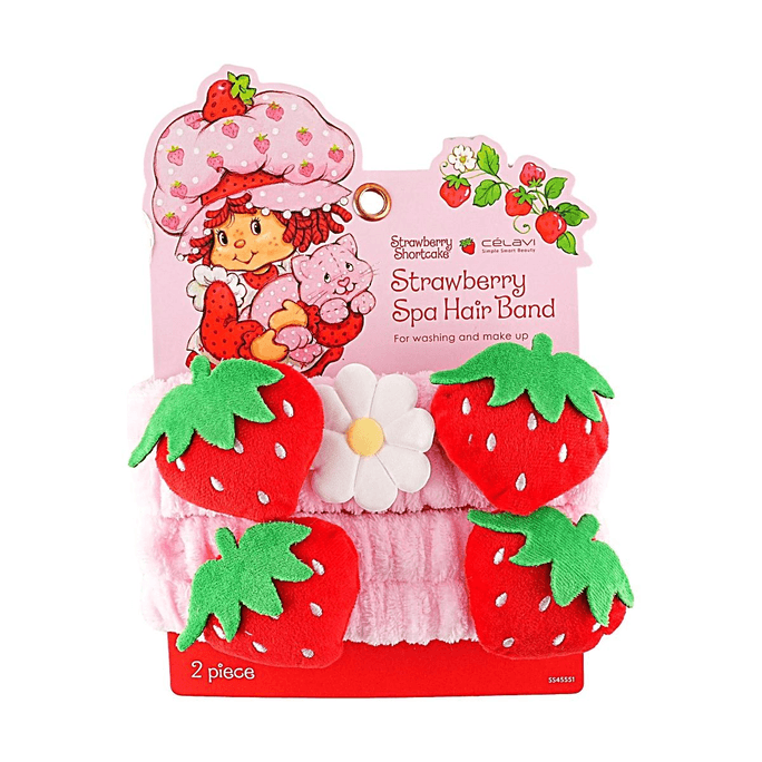 美國CELAVI草莓娃娃Strawberry Shortcake洗臉髮帶護腕套裝【柔軟超細纖維】【洗漱化妝必備】