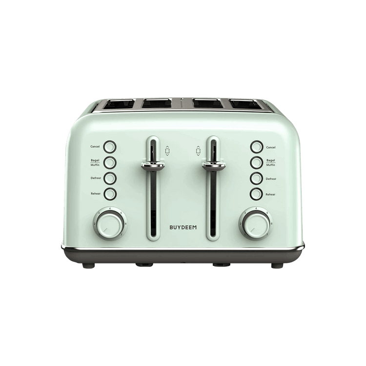 BUYDEEM 【Low Price Guarantee】4-Slice Teal Stainless Steel Toaster DT-6B83G  Vintage Green 