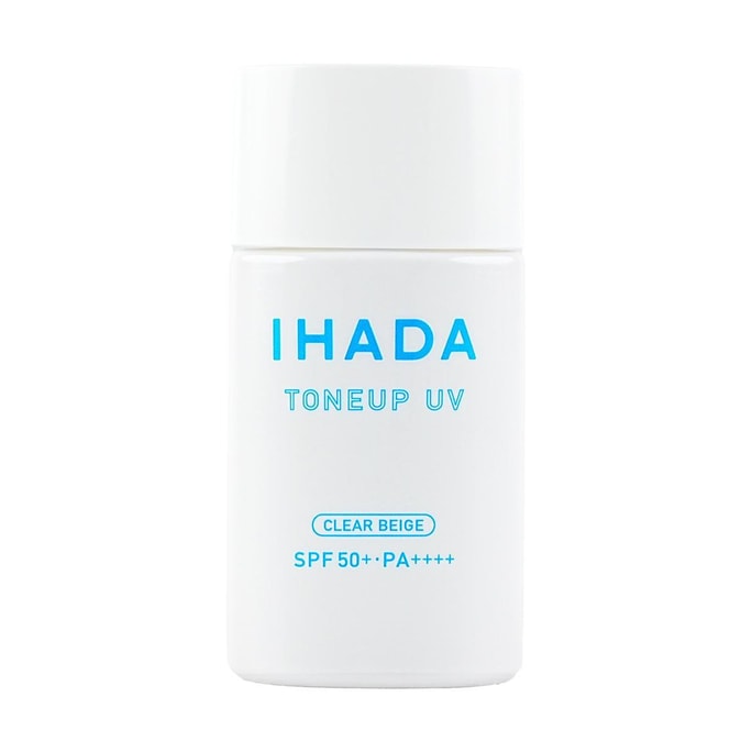 IHADA Toneup UV 밀크 선스크린, SPF50+ PA++++, 클리어 베이지, 1oz.