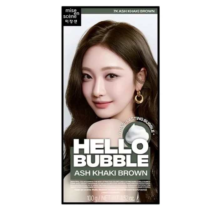 Hello Bubble Easy Self Hair Dye Coloring  #7K Ash Khaki Brown