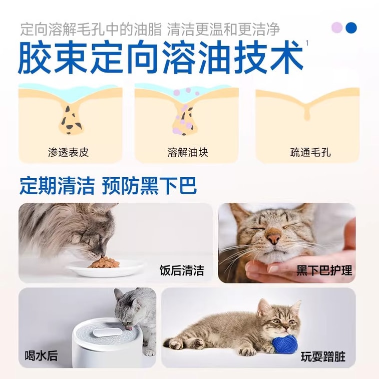 Gentle Oil Control Cat Chin Gel LIDOU 35g Antibacterial Cleaning Dissolve Care Free Cotton Swabs 3