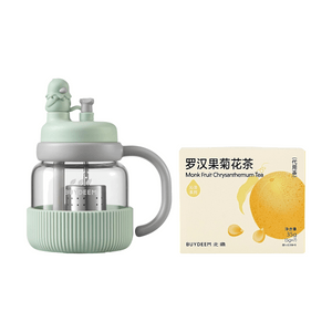 BUYDEEM北鼎 轻松鸟泡茶吨吨杯子 玻璃杯壶 茶水分离 600ml×1 + 冲泡线沁凉系列 罗汉果菊花茶 7袋入 清热降火 1件×1