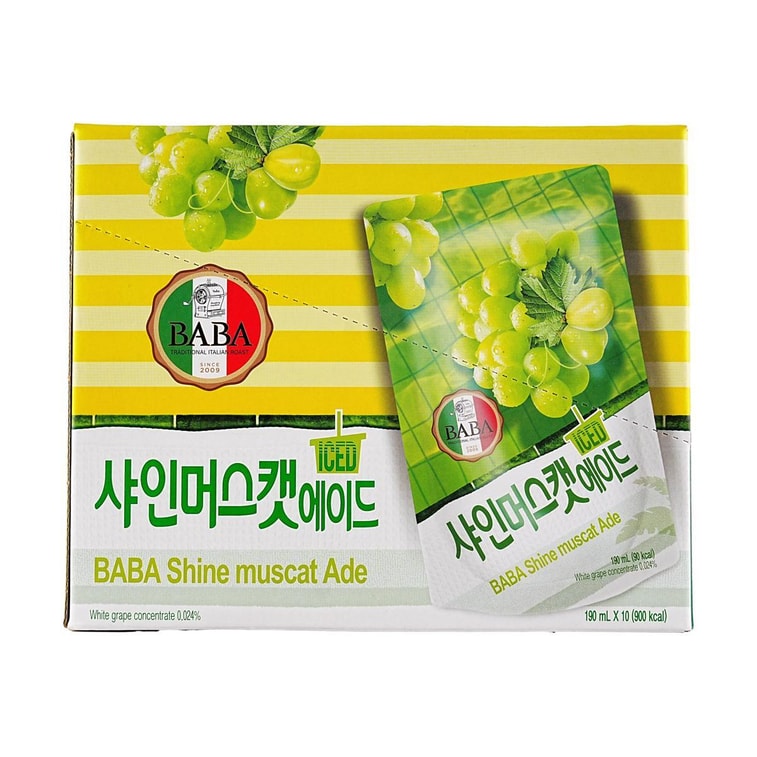 BABA 샤인 무스카트 에이드 주스, 6.42 fl oz*10팩【무지방 저칼로리】 4