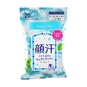 日本MANDOM曼丹 HAPPY DEO 面部淨膚濕巾 控油清爽 #清新薄荷 Cool Mint 20枚