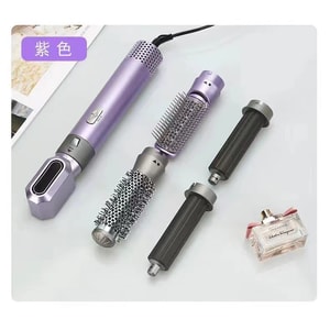 중국 다이렉트 메일 Coopever 5-in-1 뜨거운 공기 빗 자동 컬링 지팡이 이중 목적 컬링 및 스트레이트 헤어 스타일링 빗 헤어 드라이어 보라색