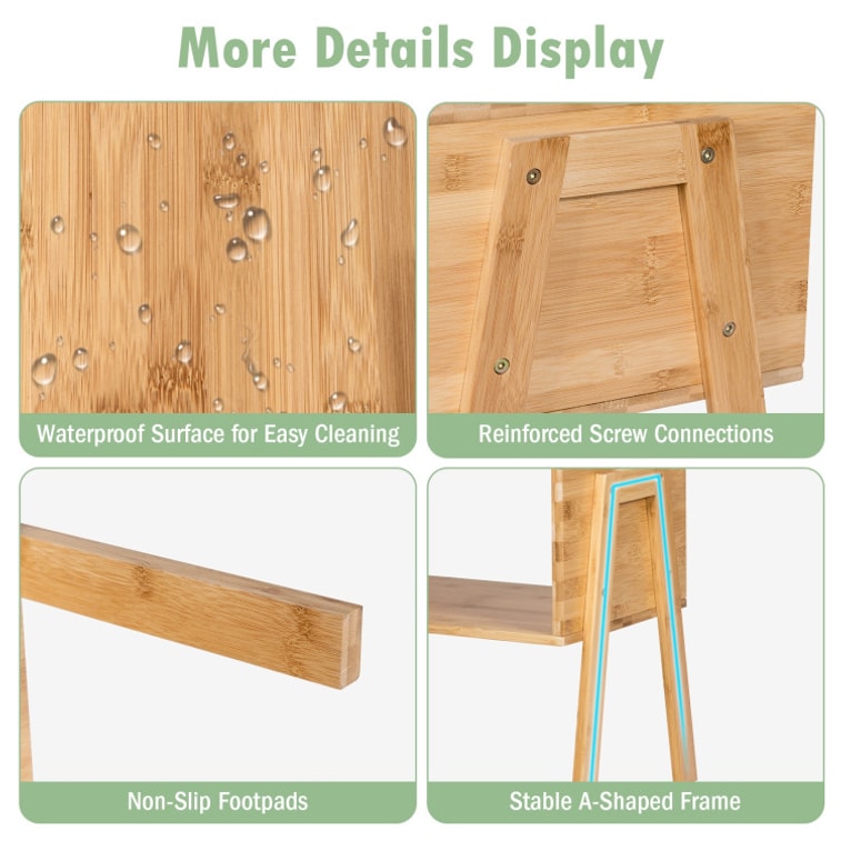 2 Pieces 25 Inch Bamboo Nightstand Sofa Table With Storage Shelf 7