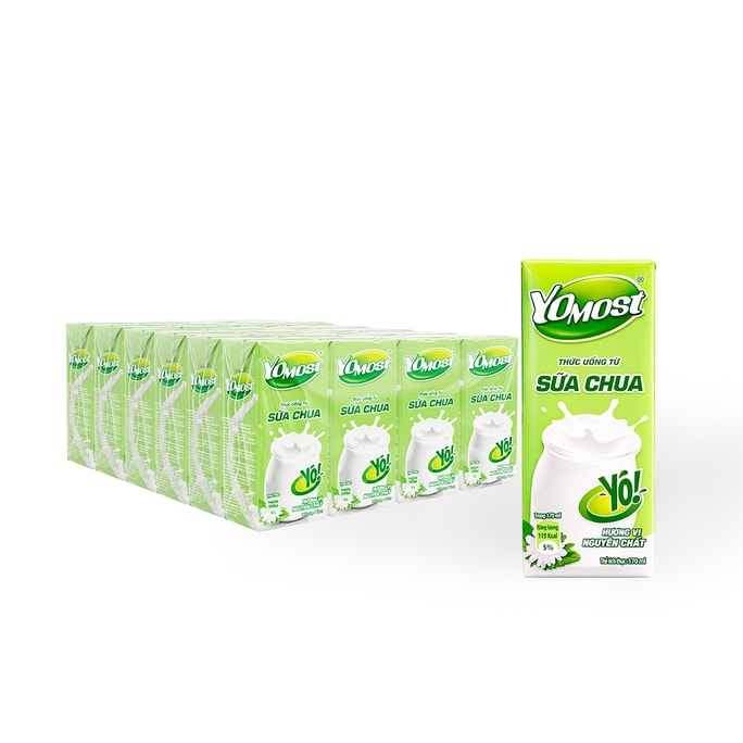 YOMOST Yogurt Drink - Plain Flavor, Light & Refreshing Everyday Yogurt Drink 【Pack of 24】