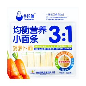 谷媽咪 3:1胡蘿蔔麵 寶寶輔食幼兒麵 208g