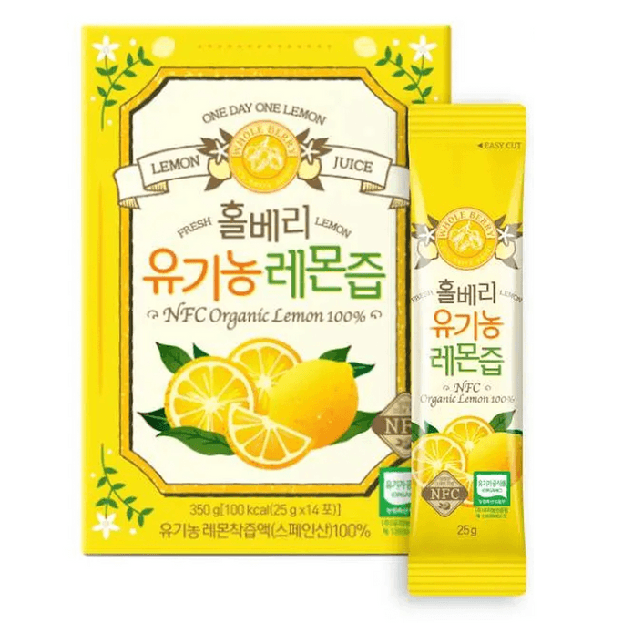 WholeBerry Organic Fresh-Pressed Lemon Juice 25g × 14 Sticks