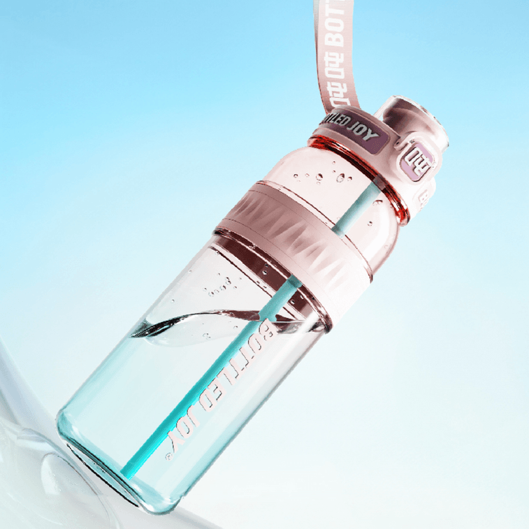 Sports Water Bottle with Straw Pink 0.75L 3