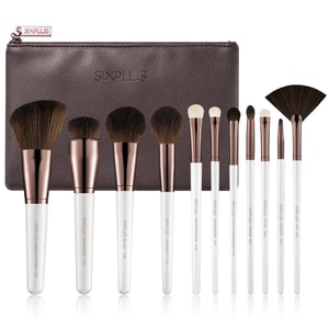 SIXPLUS 11 Pearl White Makeup Brush Set-Elegant