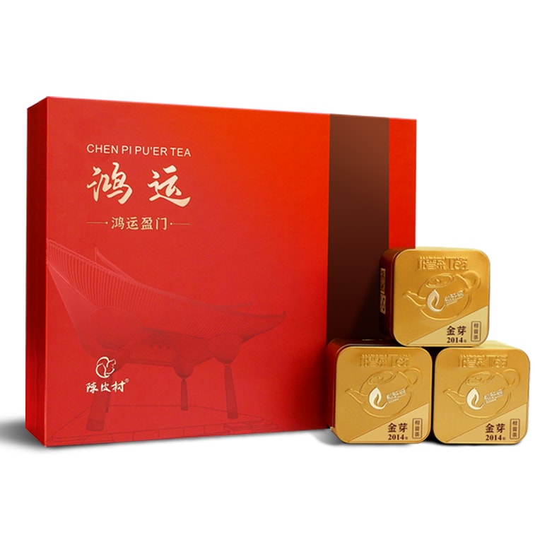 陈皮村吴村长 正宗新会 鸿运盈门陈皮普洱茶 礼盒装 200g 4