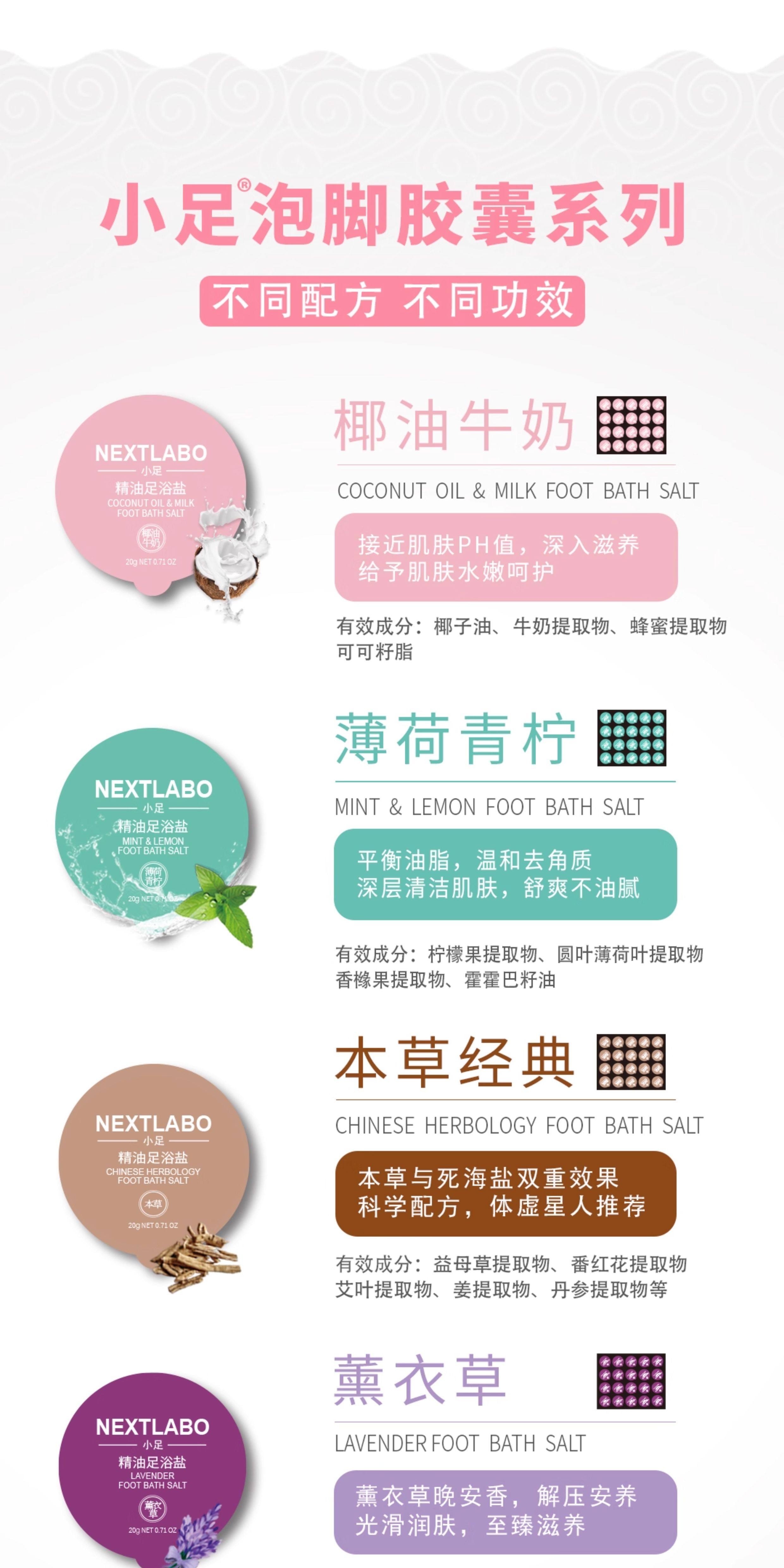 【中国直邮】 小足 椰油牛奶泡脚胶囊 足浴盐泡脚药包球粉老茧水合脚膜嫩足 400g/盒