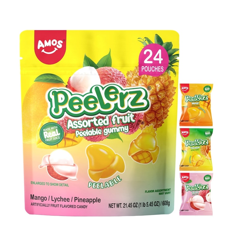 Amos Sweets Amos Peelerz Fruit Candy 24 shareable variet packs