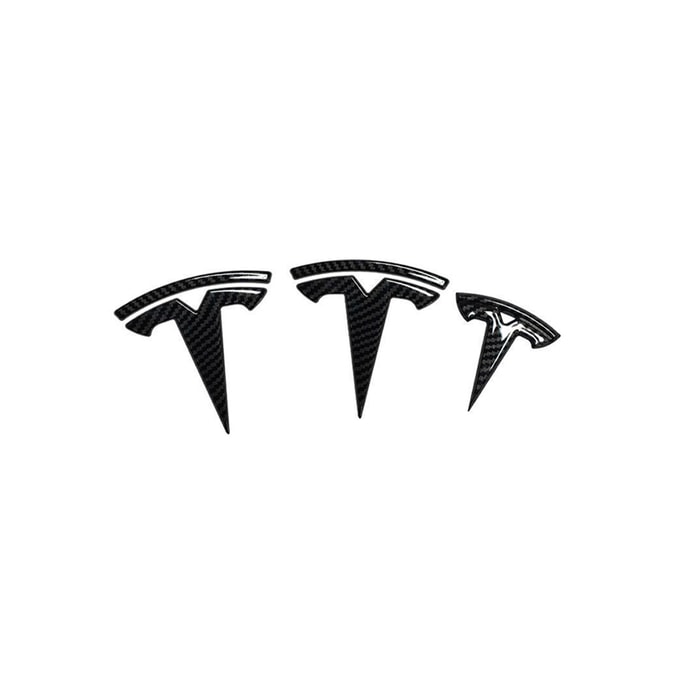 Tesrab Tesla Model Y Logo Sticker Badge Decals (ABS Carbon Fiber) 3 pieces