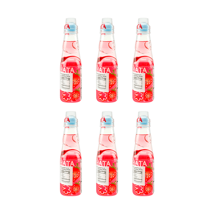 【Value Pack】Ramune Soda - Strawberry Flavor, 6.76fl oz*6