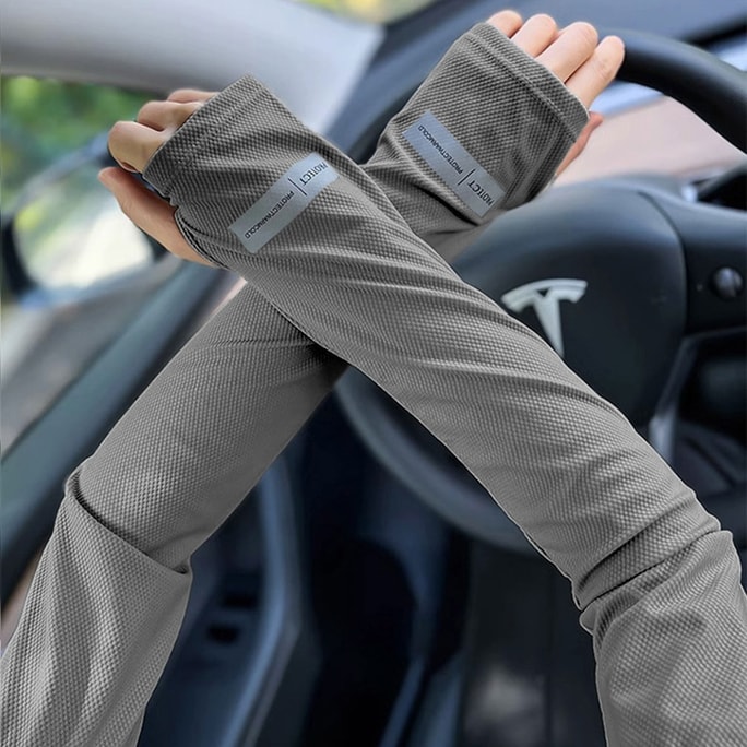 New Quick Drying Sunscreen Stretch Men's And Women's A Pair Ice Sleeves Dark Grey