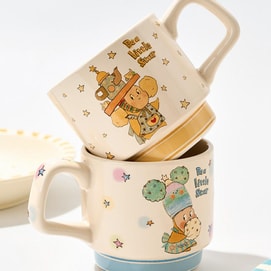 川岛屋 星星人对杯礼盒 陶瓷杯子马克杯2件套 棉花糖+神灯星星人