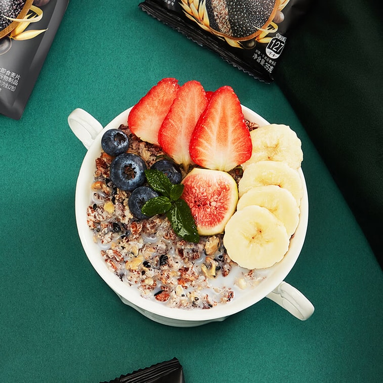 【中国直邮】  阴山优麦 五黑燕麦片  冲泡即食 燕麦片谷物 营养代餐 420克 内含12小包 1袋  0蔗糖添加懒人免煮冲泡即食谷物营养早餐健身代餐 6