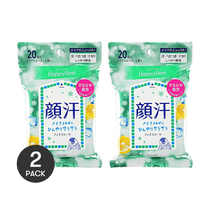 日本MANDOM曼丹 Mandom Happy Deo 臉部濕巾淨膚控油 清新果香 20枚 *2【2份超值裝】