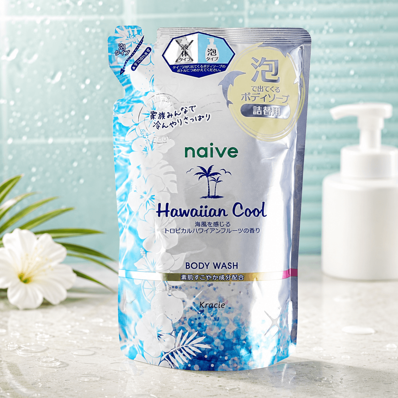 KRACIE Hawaiian Cool Foam Body Wash Refill Tropical Fruit 16.23 fl