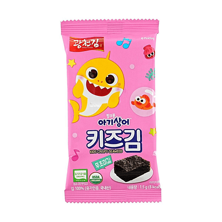 Baby Shark Organic Kids Crispy Non-Seasoned Seaweed Mini 10 Pack, 0.53 oz 10