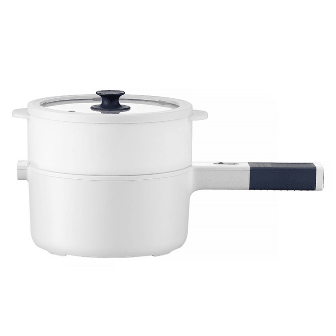 Japanese Multi-function Electric Cooker Student Instant Noodle Pot With Steamer White 1 Piece
