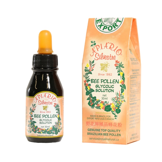 3 Bottle of Apiario Silvestre Brazilian Bee Pollen Liquid Glycolic Extract 30ml -Non Alcoholic Wax Free