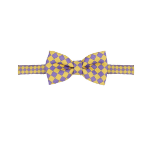 【中国直送】ZEZE かわいい猫柄 黄色と紫のチェック柄 調節可能なリボン *1個