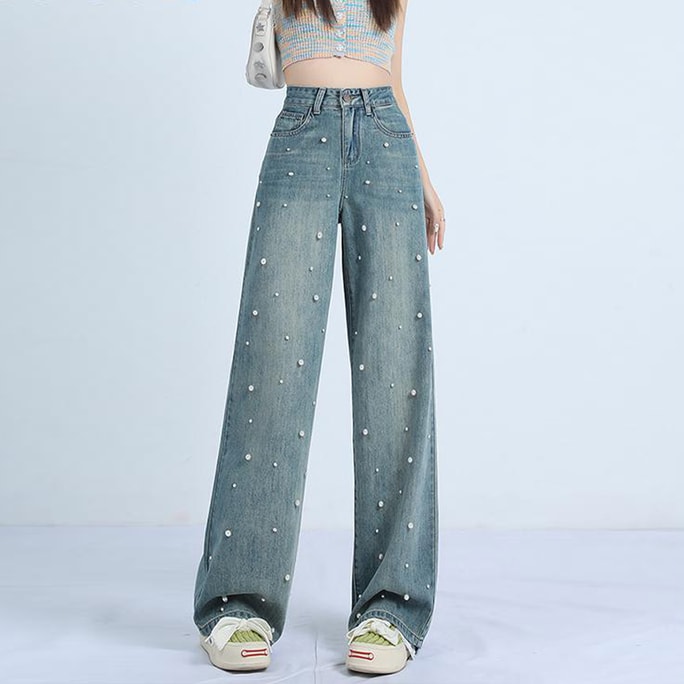 New Retro Heavy Industry Pearl Straight Leg Jeans Nostalgic Blue M