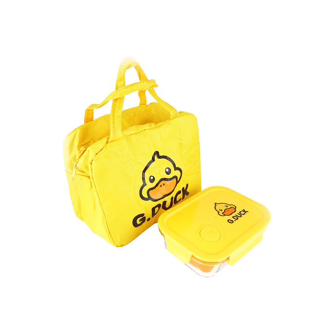 Hello Little Yellow Duck Glass Food Storage Containers with Lids Meal Prep Lunch Box 1040ml with Lunch Bag