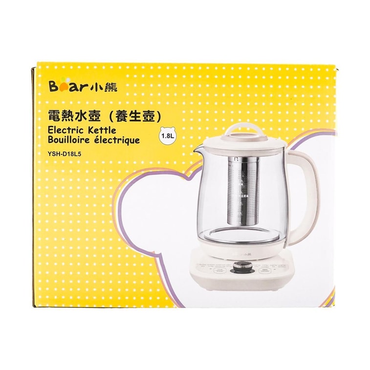 ガラスとステンレススチール製の電気ケトル（取り外し可能なティーバスケット付き）、容量60.87液量オンス（YSH-D18L5）、クリーム色 7
