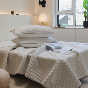 Dot Breeze Cooling Mat Set 3Pcs Set(includes 2 Pillowcases) Queen Size Ivory White