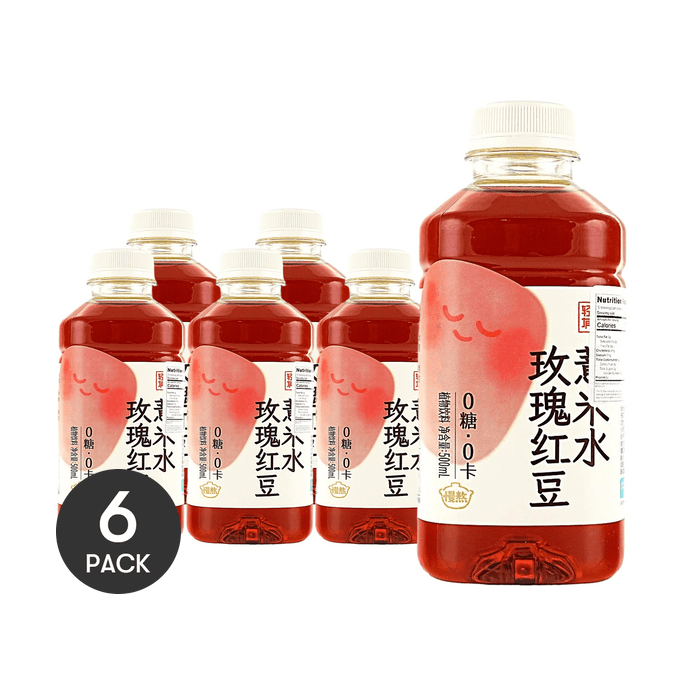 로즈 레드빈 & 보리물, 천연 식물 음료, 473ml*6개입【6팩】 【클린 라벨, 설탕 0g, 칼로리 0g, 지방 0g】