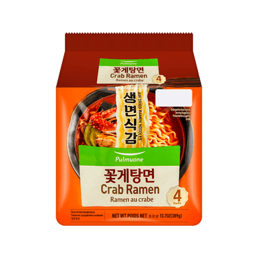韩国PULMUONE 非油炸蟹肉海鲜味汤面 4包入
