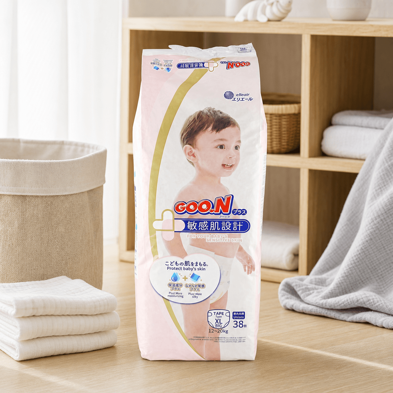 GOO.N GOO.N PLUS 敏感肌用 テープおむつ ユニセックス XLサイズ 26