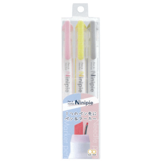 Sun-Star文具||Ninipie系列雙頭螢光筆多色套裝||1號套裝 3支裝