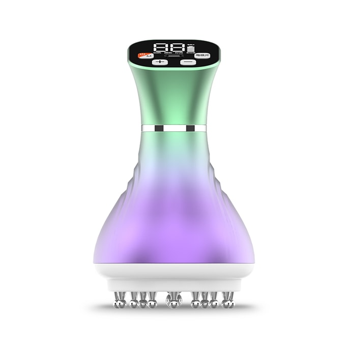 【中国直邮】 碧芙婷 55 档电动经络刷 无线手持揉腹刮痧 EMS 微电流三色光热敷全身按摩仪 一套装