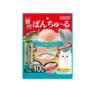 [일본 직배송] 이나바 고양이 간식 무스 젤리 컵, 해산물 혼합맛, 35g x 10개입