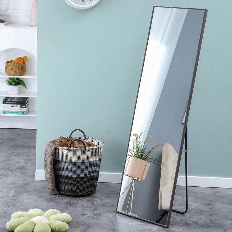 Gray solid wood frame full-length mirror 1 for direct mail to the United States 3
