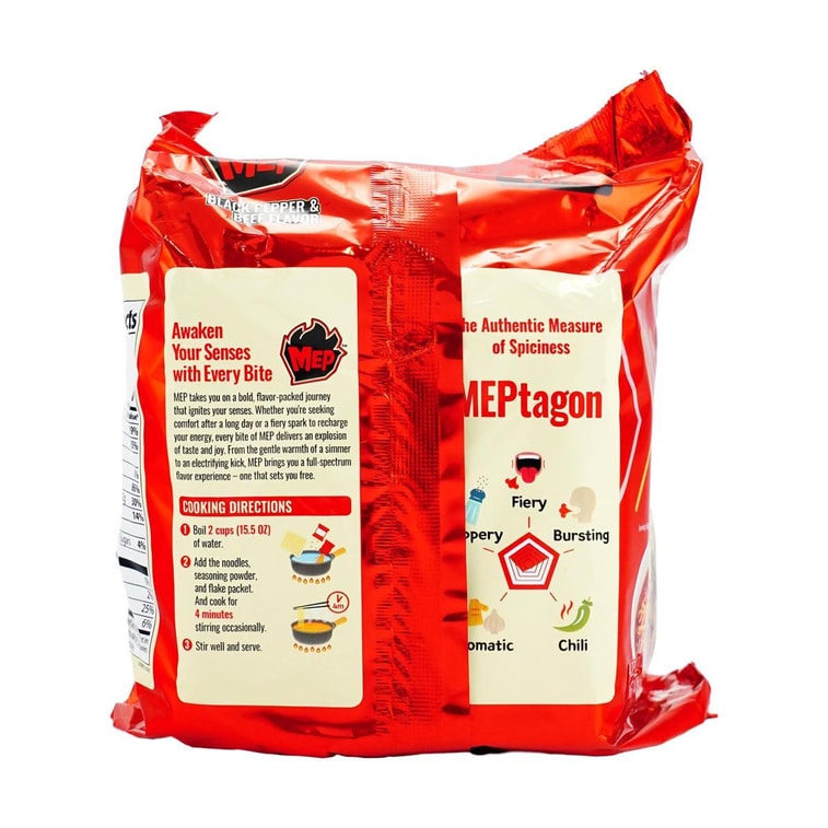 Mep Ramen - New Korean Style Instant Noodles, Black Pepper and Beef Flavor , 4.23 oz* 4 Pack 【New Trendy】 5