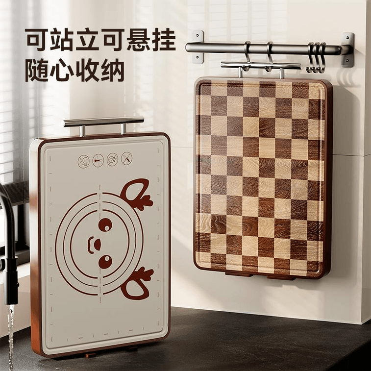 [중국에서 온 다이렉트 메일] 콘카 가정용 항균 및 곰팡이 방지 흑단 체커보드 도마 양면 과일 도마 흑단 체커보드 도마 38*26*2cm 3