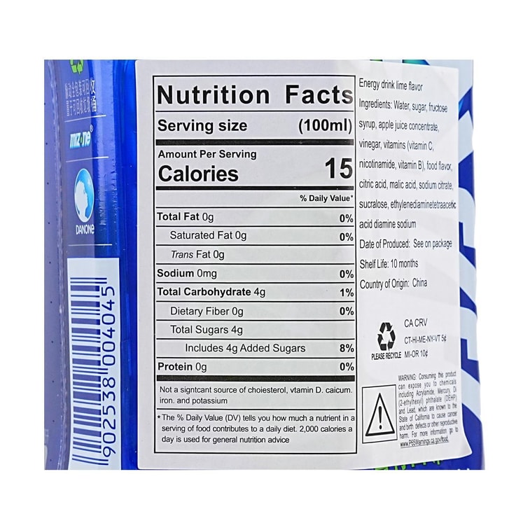 MizNe Vitamin Drink Lime Flavor, 20.3 fl oz 4