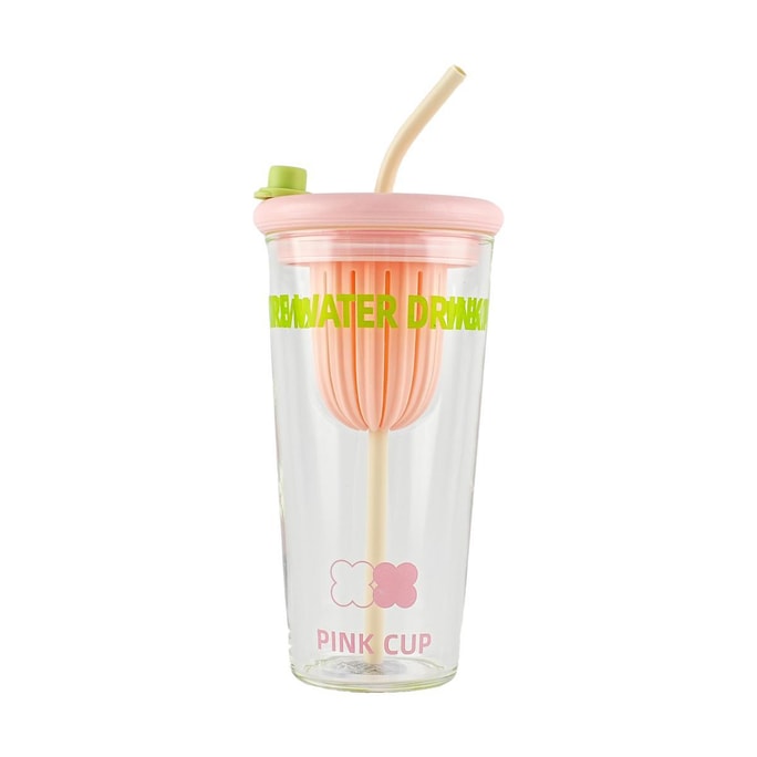 Tea Infuser Glass Cup with Straw 26.4 fl oz
