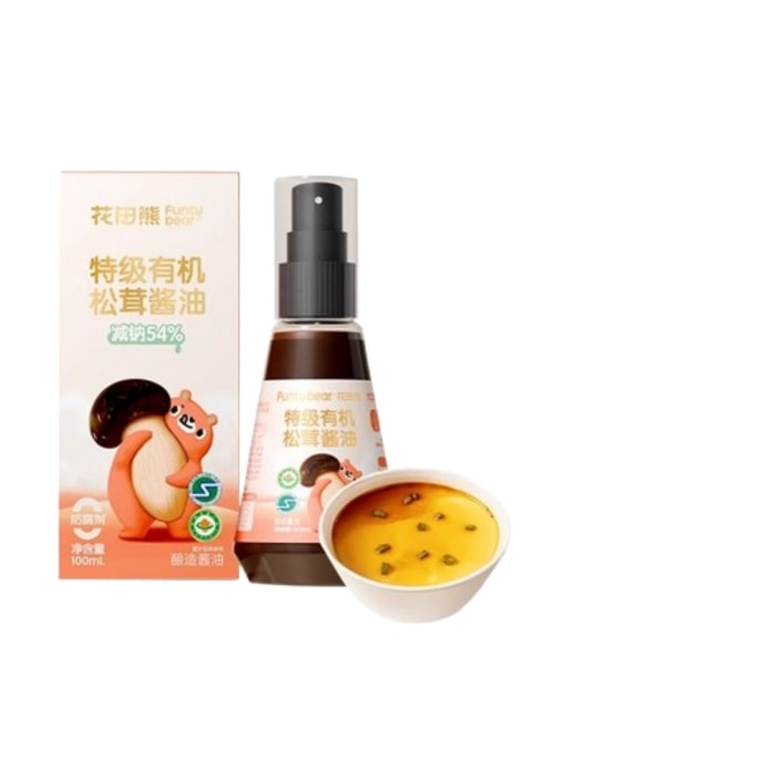 【中国直邮】  花田熊 特级有机松茸酱油儿童减盐调味料无添加剂拌饭面料汁 100ml*1瓶
