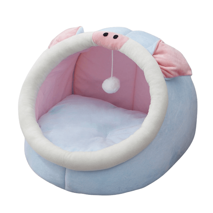 【캐나다 직배송】 Canada one for pets 핑크 고래 펫 하우스 Large 대형 | 반개방형 고양이 침대 | PP면 고양이 하우스 | 낚싯대 포함 | 사계절 공용
