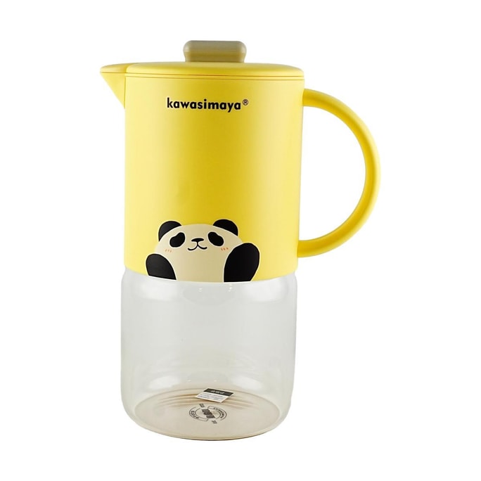 川岛屋 熊猫玻璃冷水壶 大容量冷萃杯子 耐高温 黄色1800ml