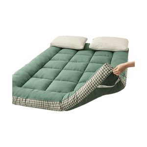 Green Checkered 3D Edge Mattress Topper Twin 39x75in【High Fluffiness Resilience】Soft Bed Pad, Tatami Thickened Mattress, Dorm Single Bed Topper【Dorm·Bedroom·Guest Room·Tatami】4 Colors Available