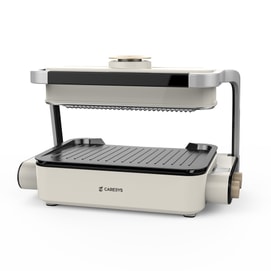 Double Care Grill - White/Black 1 Pack - Smokeless Dual Heating Fast Cooking KBBQ Electric Grill - For 2-3 People