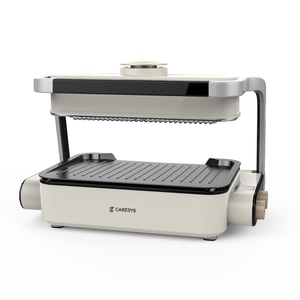 Double Care Grill - White/Black 1 Pack - Smokeless Dual Heating Fast Cooking KBBQ Electric Grill - For 2-3 People